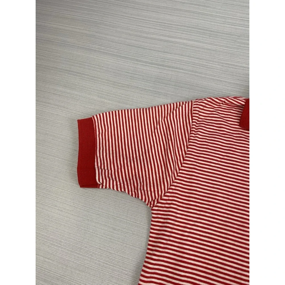 Vintage Izod Lacoste Shirt Youth Size 18 Red Striped Short Sleeve Blue Crocodile